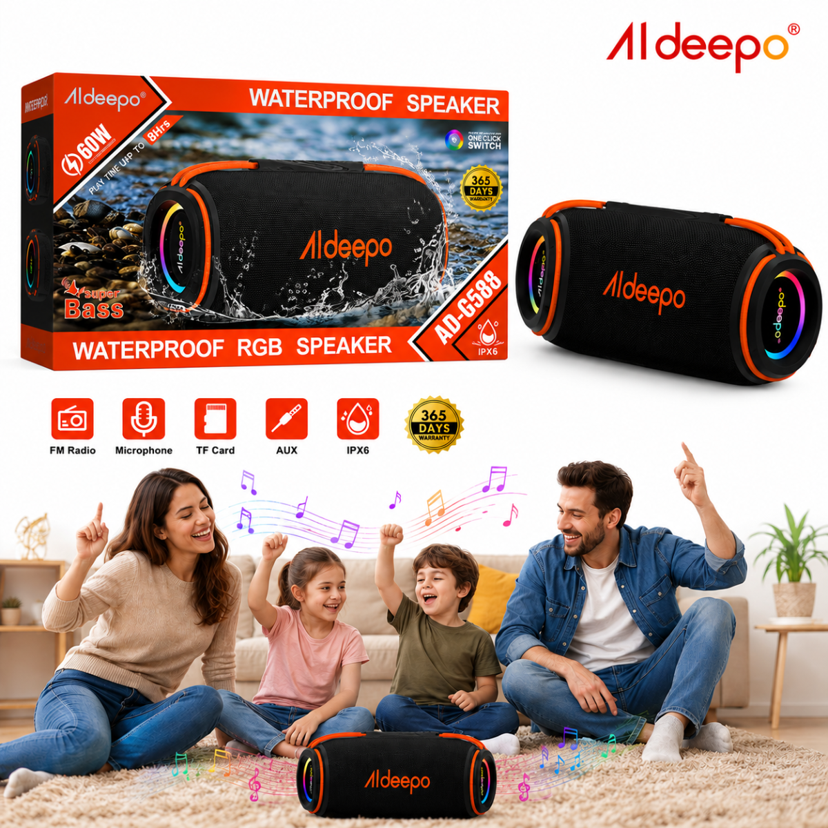 ALDEEPO AD-G588 PARLANTE 60W IMPERMEABLE