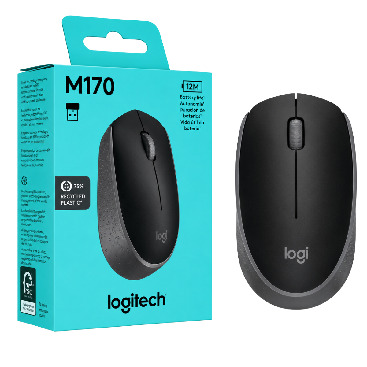 LOGITECH MOUSE M170 INALÁMBRICA (NEGRO)