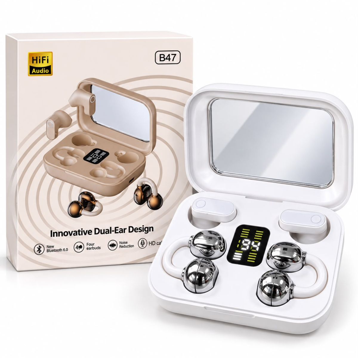 B47 AUDIFONO BLUETOOTH 2 EN 1 (BLANCO)