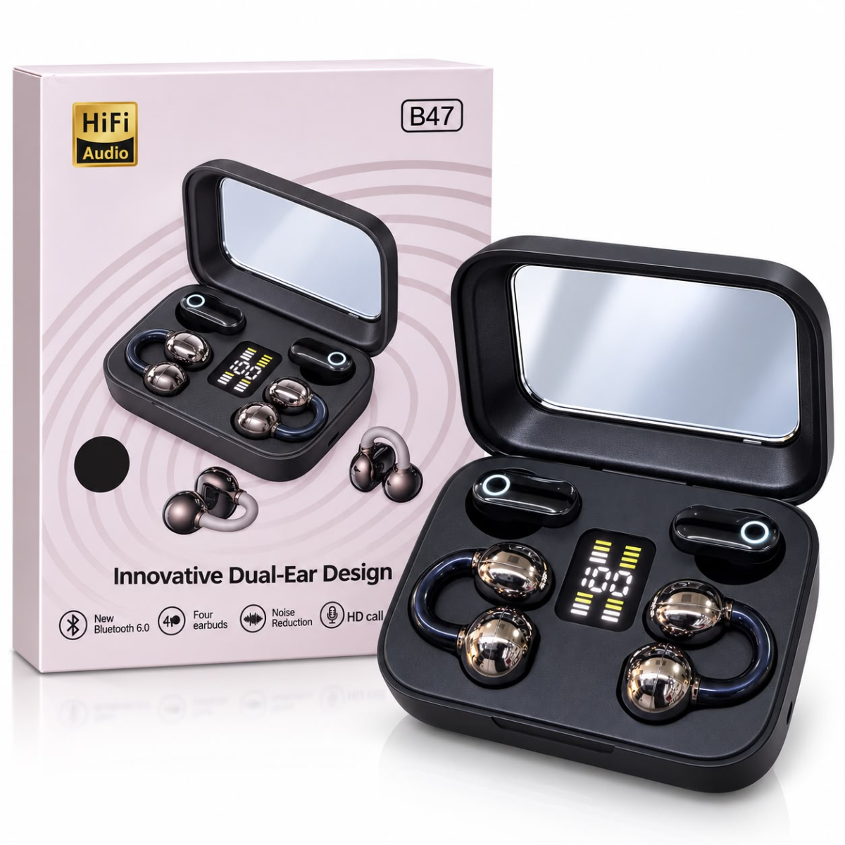 B47 AUDIFONO BLUETOOTH 2 EN 1 (NEGRO)
