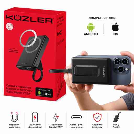 KUZLER PORTATIL CARGA INALAMBRICA 10000MAH VOLTX-101