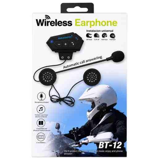 BT-12 AURICULAR INALAMBRICO PARA CASCO DE MOTOCICLETA