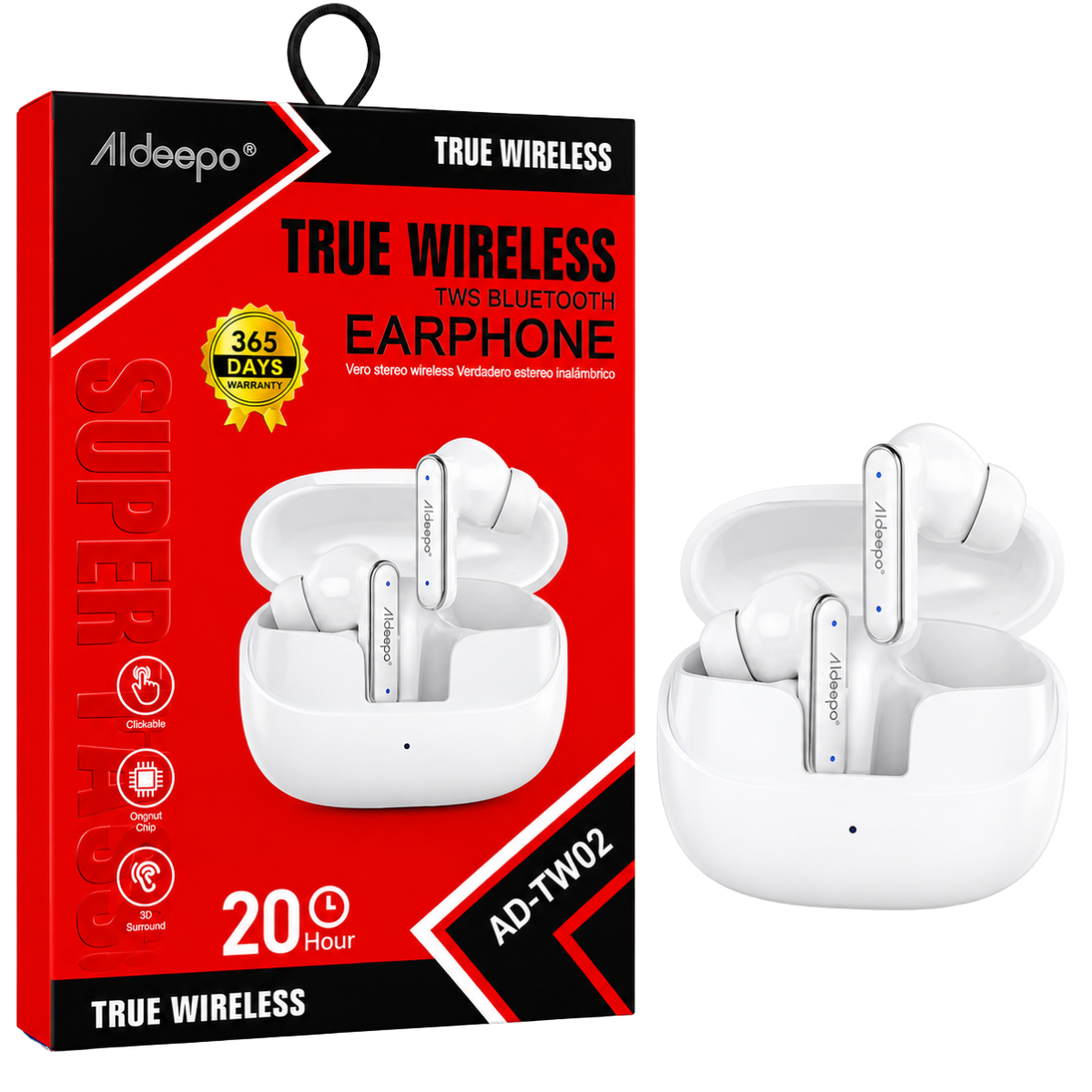 ALDEEPO AD-TW02 AUDIFONO BLUETOOTH (BLANCO)