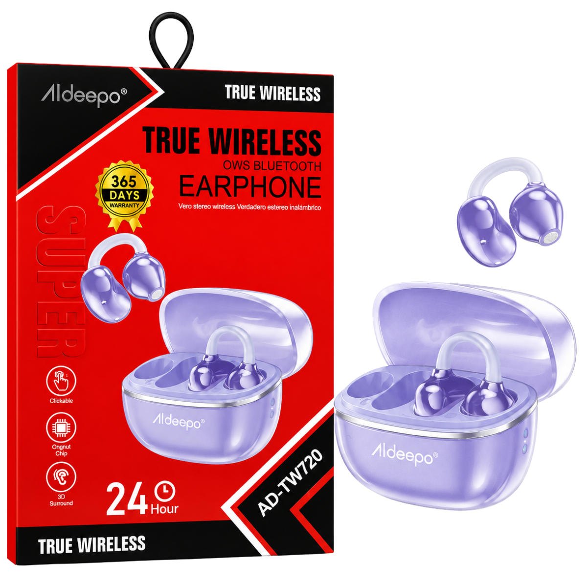ALDEEPO AD-TW720 AUDIFONO BLUETOOTH (LILA)