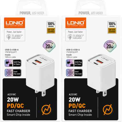 LDNIO A2318C CARGADOR 20W CABLE TC/TC