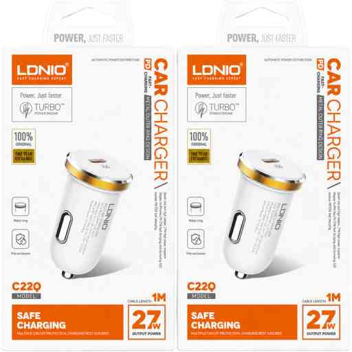 LDNIO C22Q CARGADOR 27W DE AUTO CABLE TC/TC