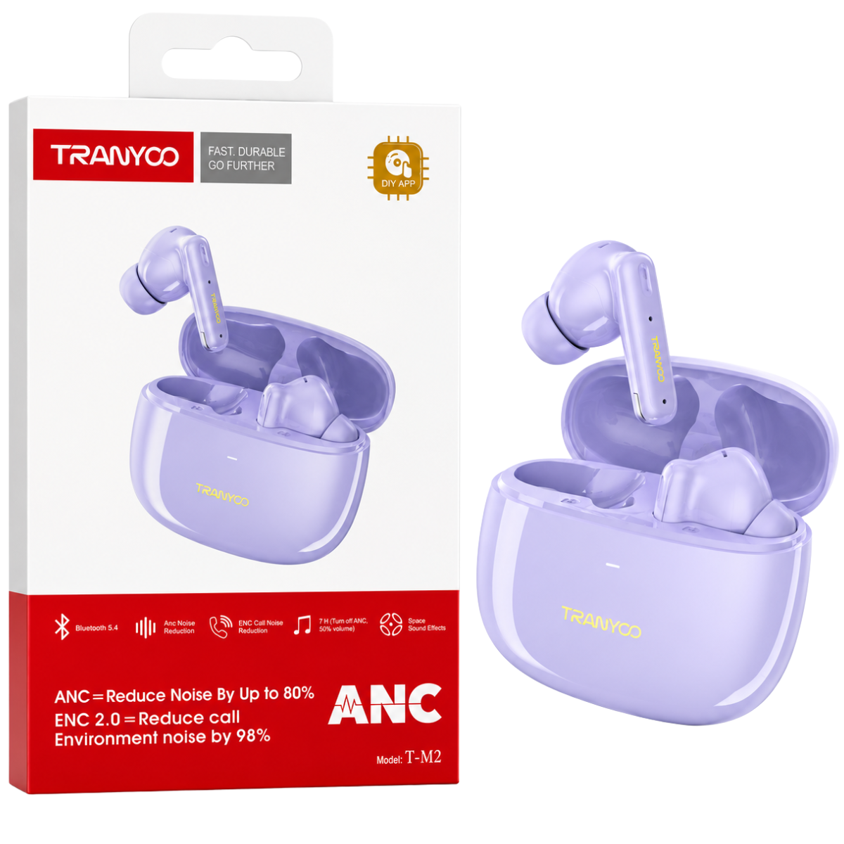 TRANYOO T-M2 AUDIFONO BLUETOOTH (LILA)