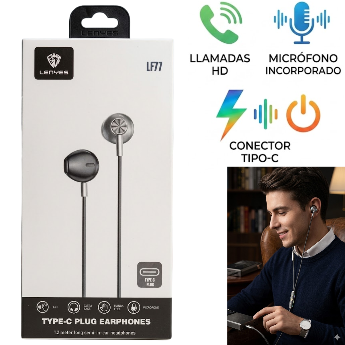 LENYES LF77 AUDIFONO TIPO C