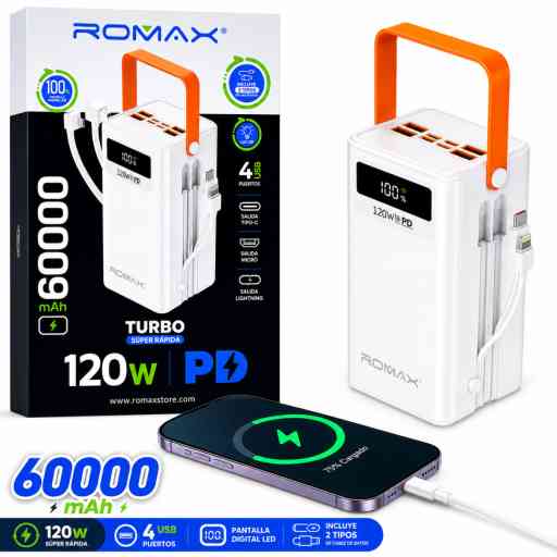 ROMAX TCP0204 120W PORTATIL DE 60000MAH