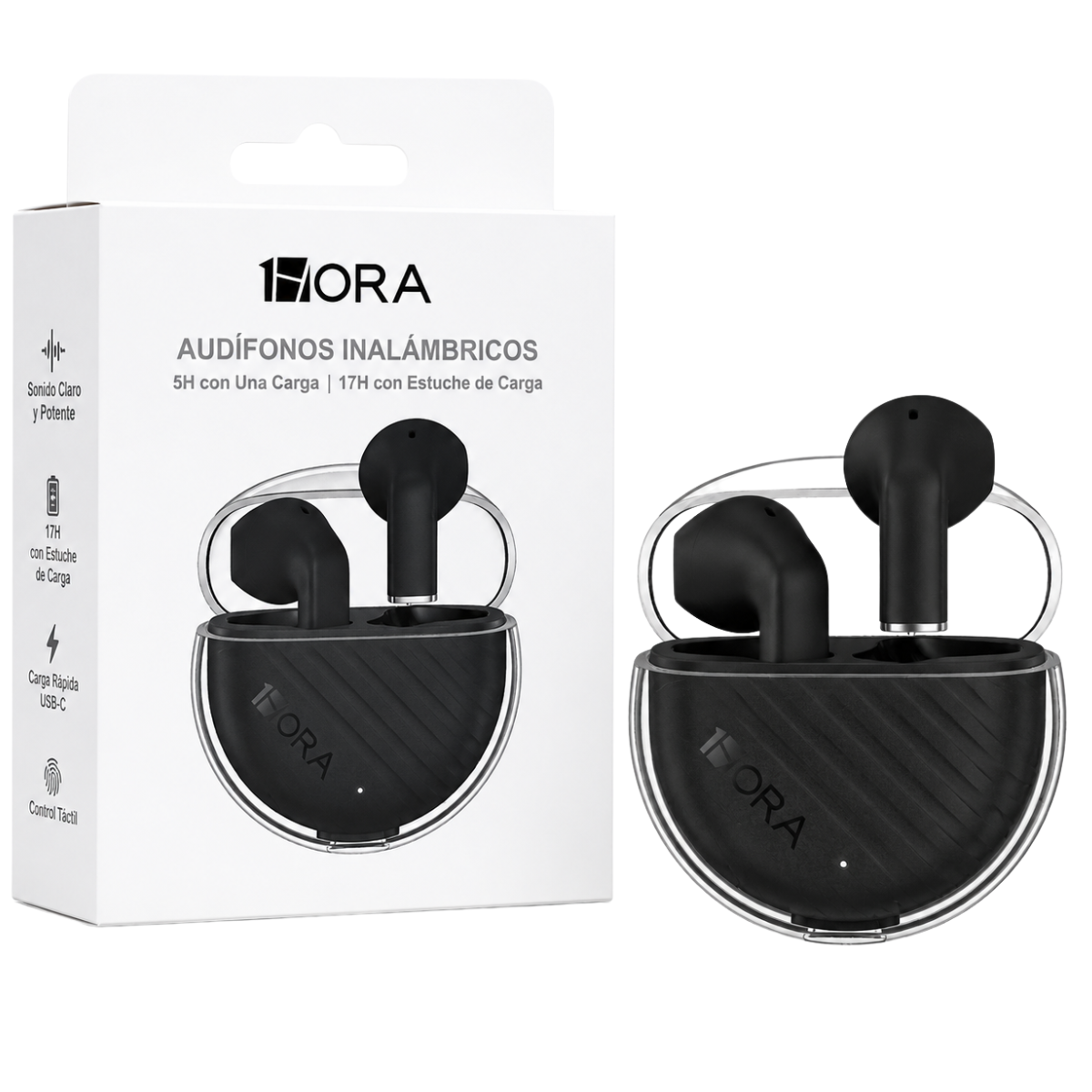 1HORA AUT209 AUDIFONO BLUETOOTH TWS (NEGRO)