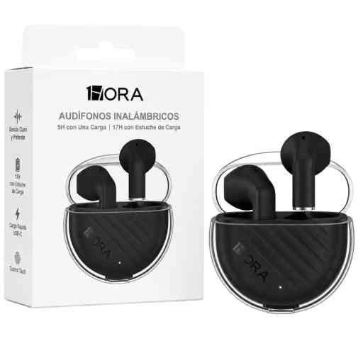 1HORA AUT209 AUDIFONO BLUETOOTH TWS (NEGRO)