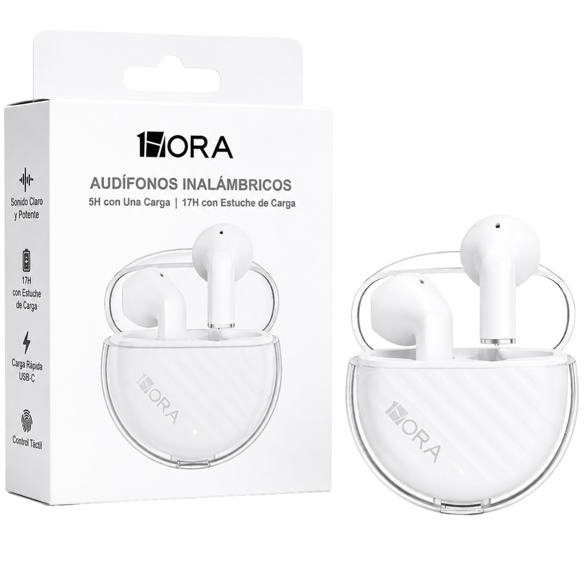 1HORA AUT209 AUDIFONO BLUETOOTH TWS (BLANCO)