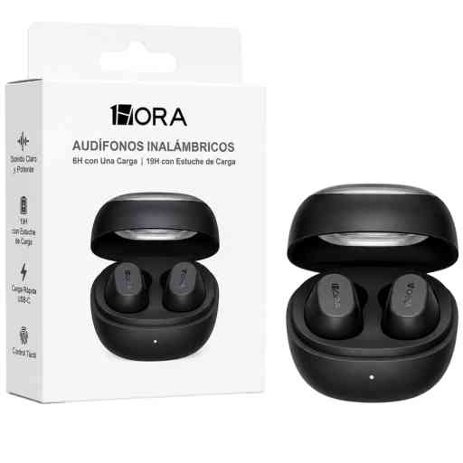 1HORA AUT208 AUDIFONO BLUETOOTH TWS (NEGRO)