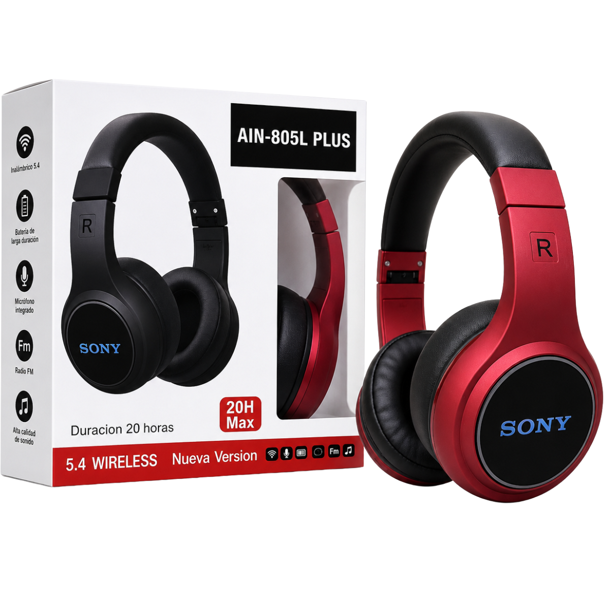 AUDIFONO BLUETOOTH 805L (ROJO)