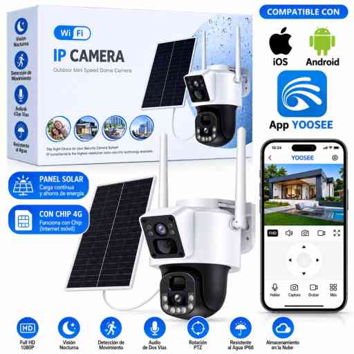 CAMARA D11PRO  DOBLE LENTE CON PANEL SOLAR Y CHIP