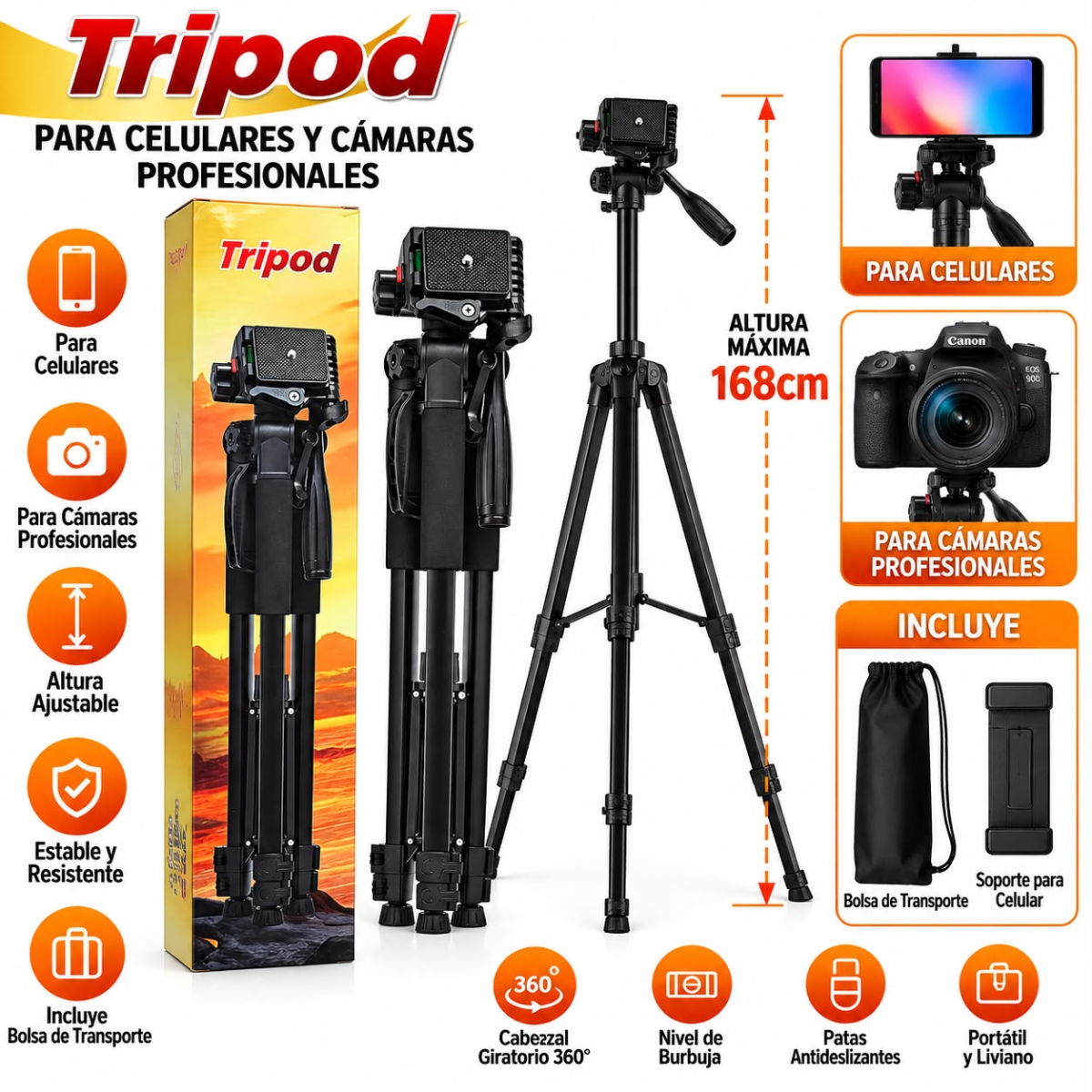 TRIPOD F-170T ALTURA MAXIMA 168CM