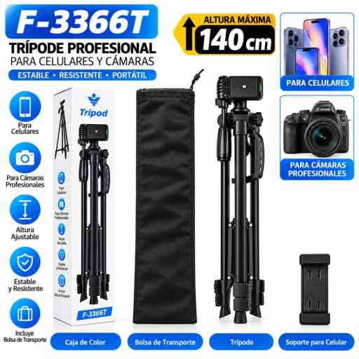 TRIPOD F-3366T ALTURA MAXIMA 140CM