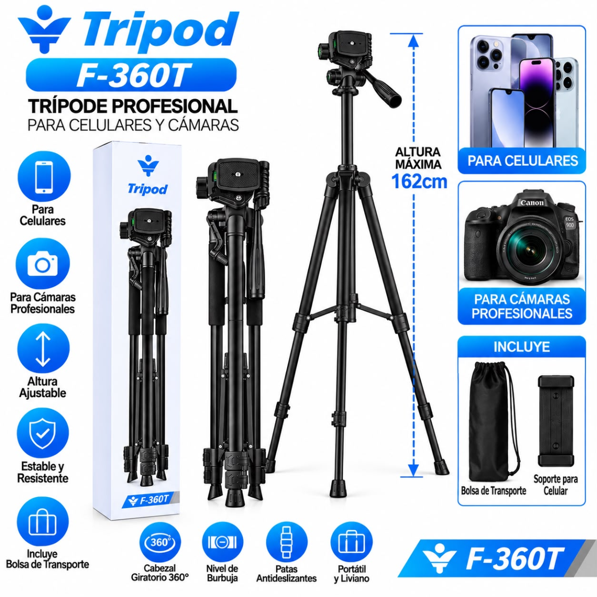 TRIPOD F-360T ALTURA MAXIMA 162CM