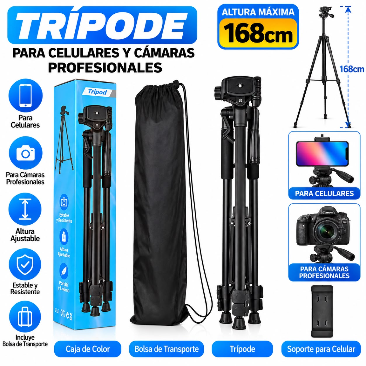 TRIPOD F-3670T ALTURA MAXIMA 168CM
