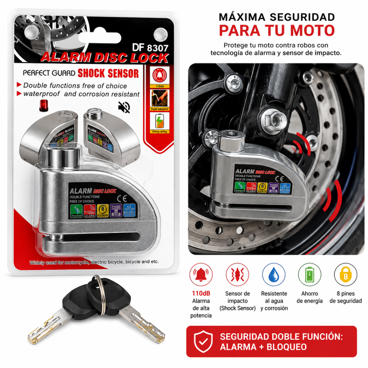 DF 8307 CANDADO BLOQUEO DE DISCO CON ALARMA