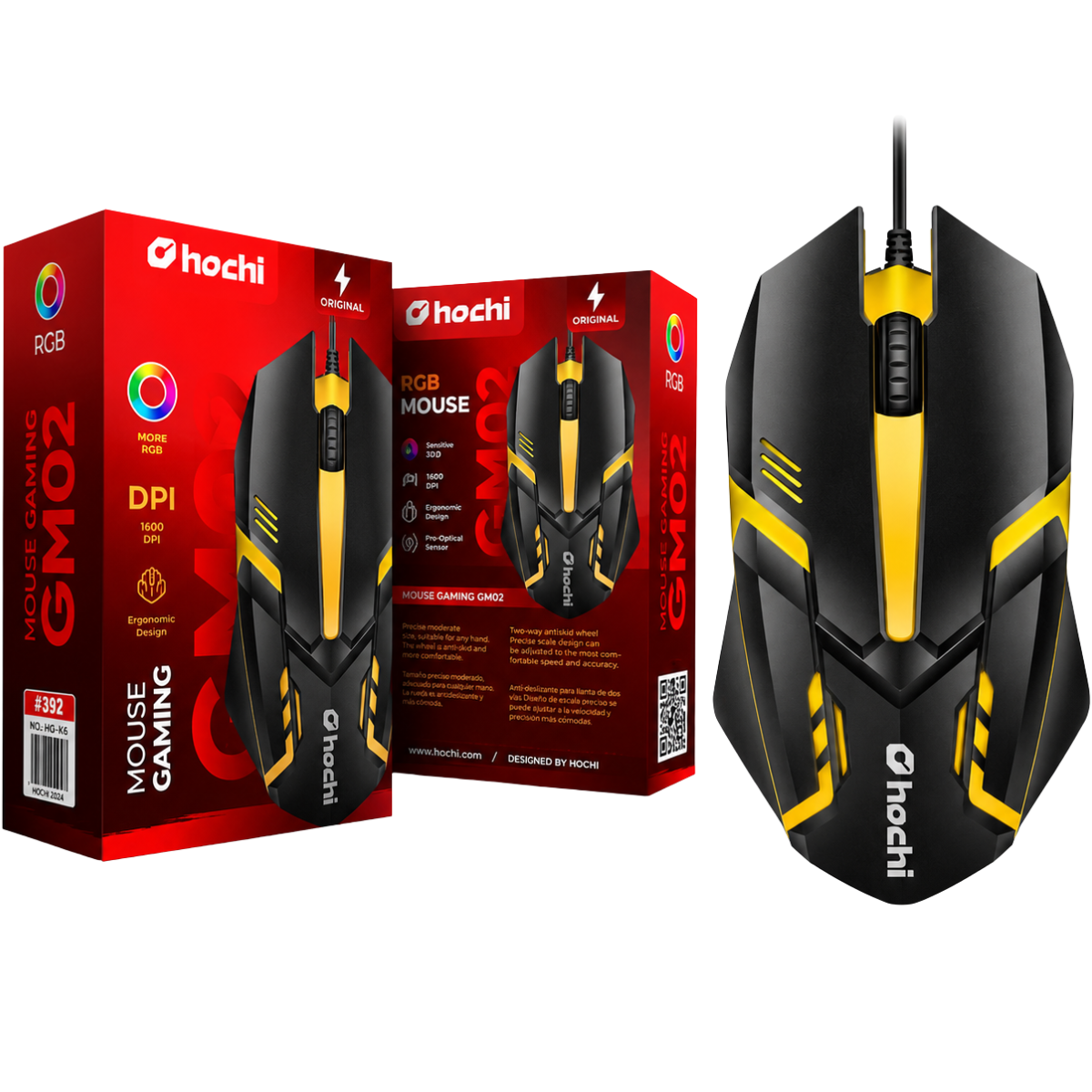 HOCHI MOUSE GAMER RGB CON CABLE USB