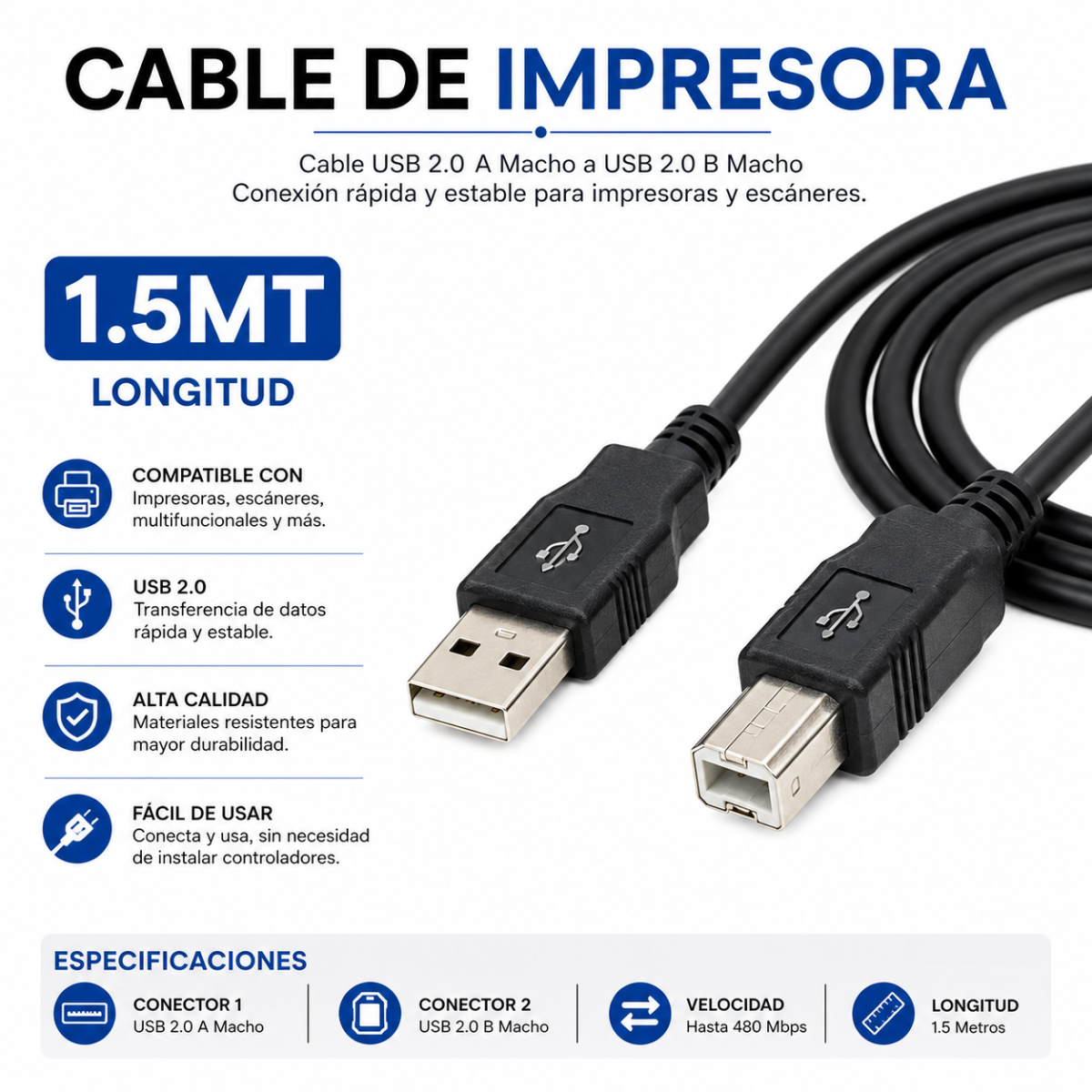 CABLE IMPRESORA 1.5M