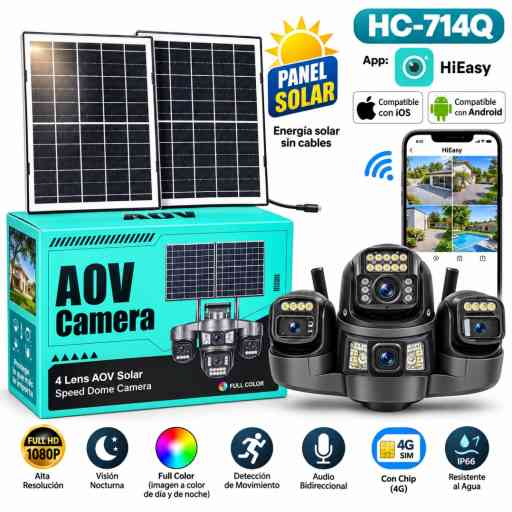CAMARA HC-714Q 4 LENTES CON PANEL SOLAR Y CHIP