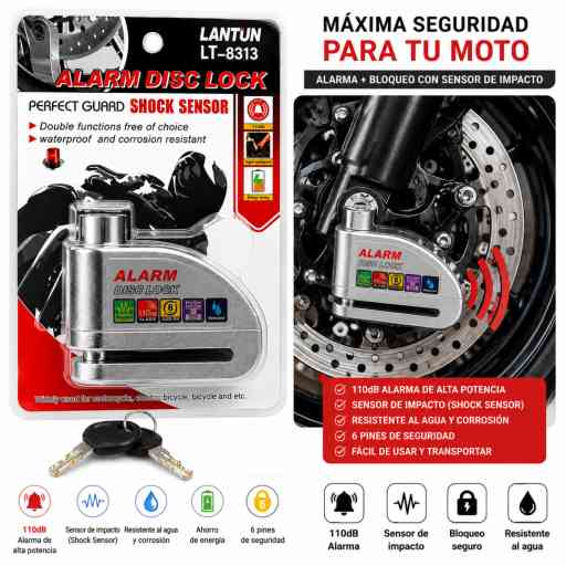 LANTUN LT-8313 CANDADO BLOQUEO DE DISCO CON ALARMA