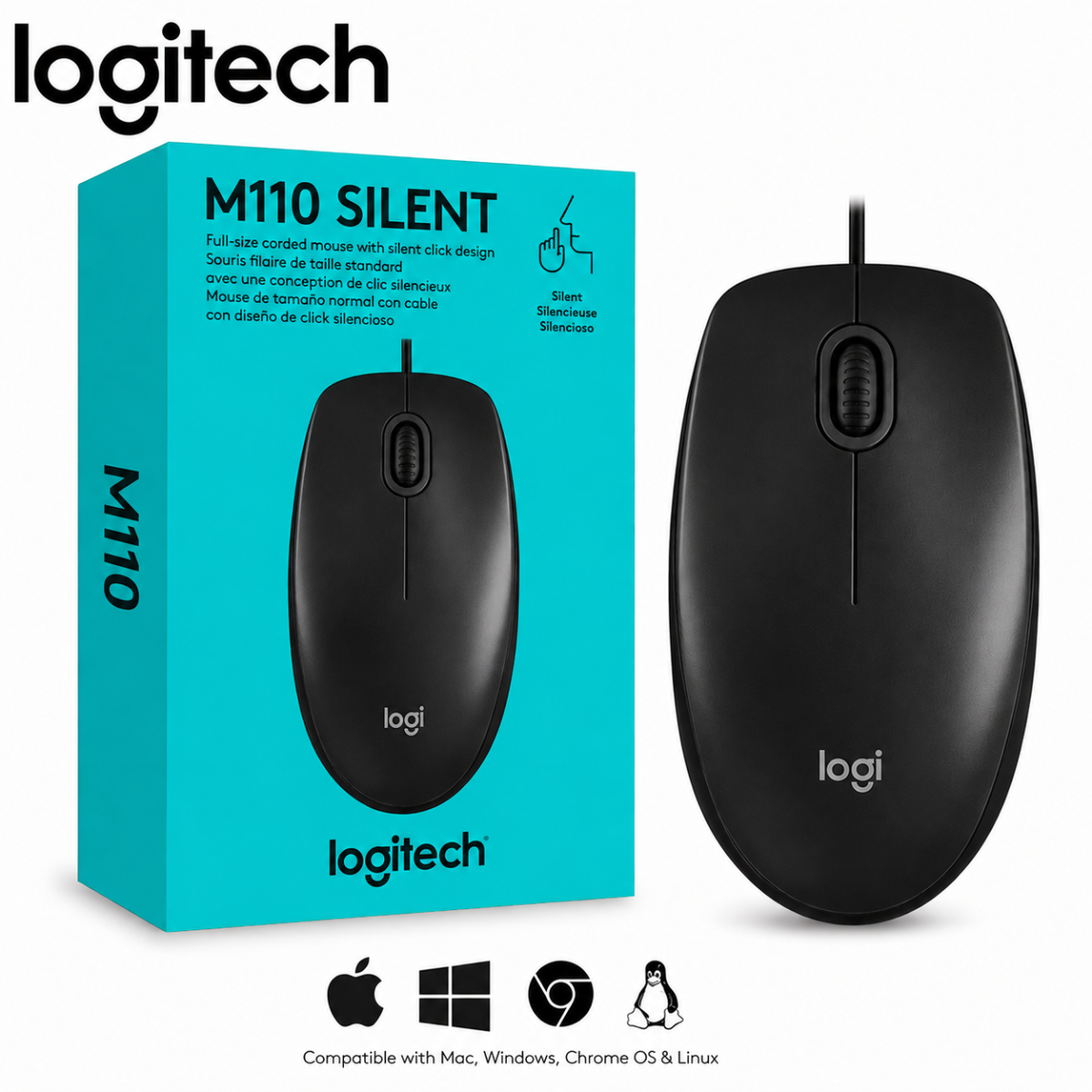 LOGITECH M110 MOUSE CON CABLE (NEGRO)