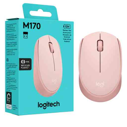 LOGITECH MOUSE M170 INALÁMBRICA (ROSA)