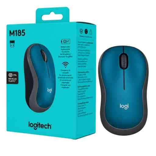 LOGITECH M185 MOUSE INALAMBRICO (AZUL)