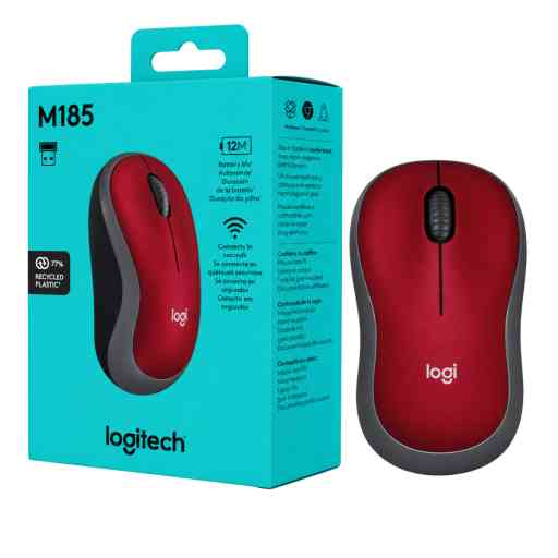 LOGITECH M185 MOUSE INALAMBRICO (ROJO)