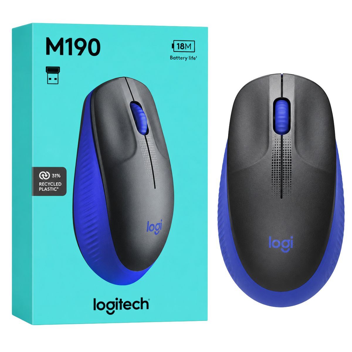 LOGITECH M190 MOUSE INALAMBRICO (AZUL)