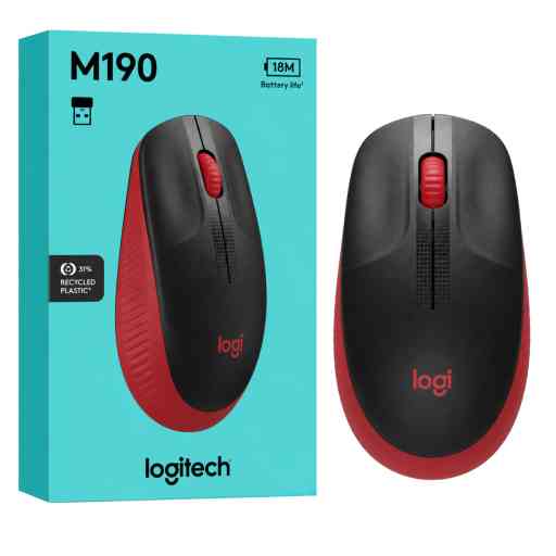 LOGITECH M190 MOUSE INALAMBRICO (ROJO)