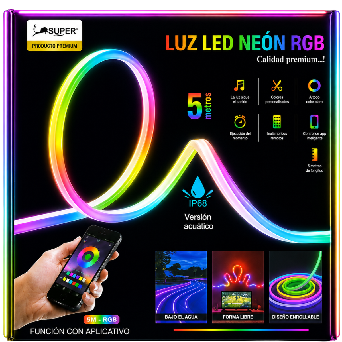 SUPER N03 CINTA LED NEON RGB 5MT