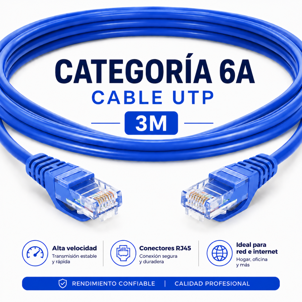 CABLE DE RED ETHERNET INTERNET UTP CAT 6 - 3M