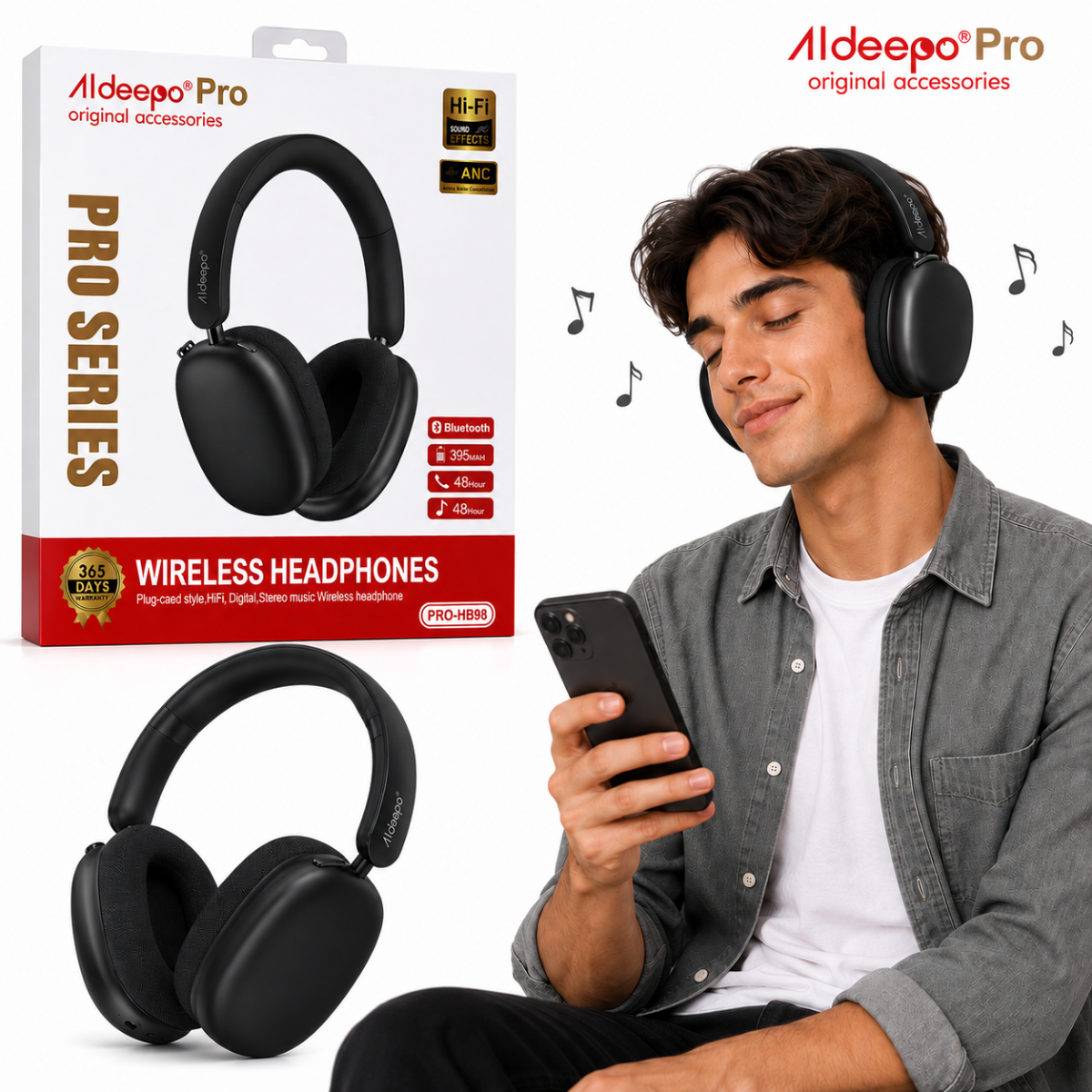 ALDEEPO PRO-HB98 AUDIFONO BLUETOOTH (NEGRO)