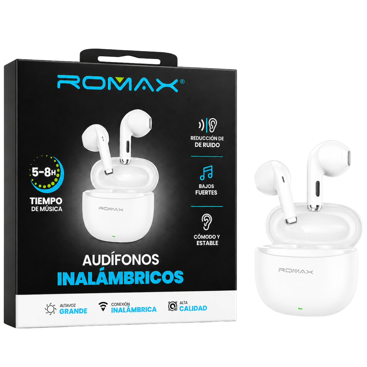 ROMAX TCA0364 AUDIFONO BLUETOOTH (BLANCO)