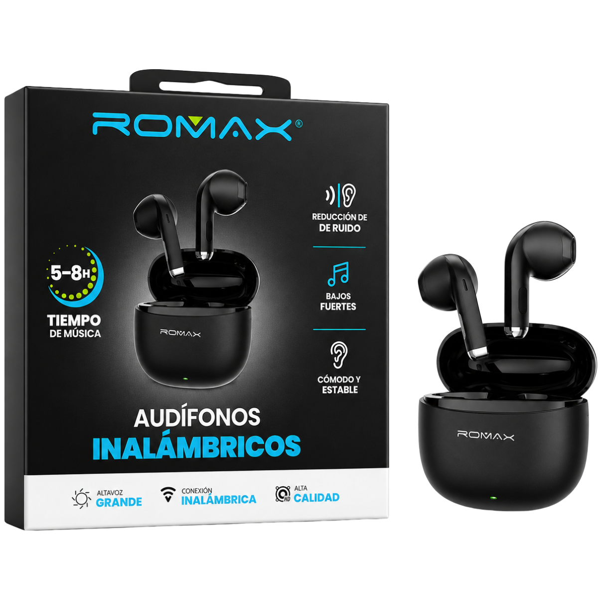 ROMAX TCA0364 AUDIFONO BLUETOOTH (NEGRO)