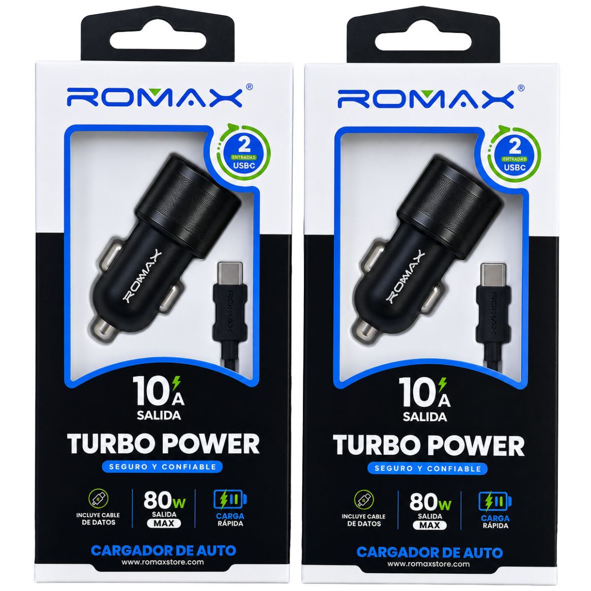 ROMAX TCC0534 80W CARGADOR DE AUTO TIPO C