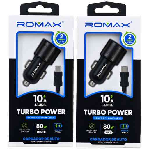 ROMAX TCC0534 80W CARGADOR DE AUTO TIPO C