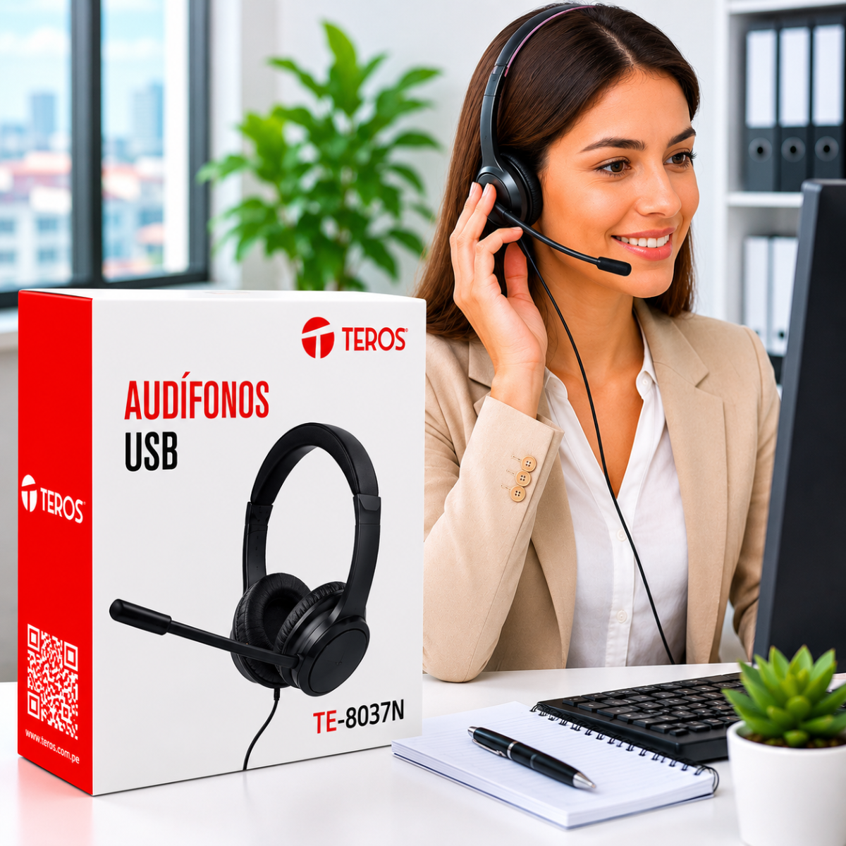 TEROS TE-8037N PC AUDIFONO USB