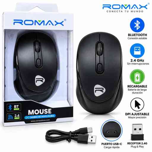 ROMAX TPM0057 MOUSE (NEGRO)